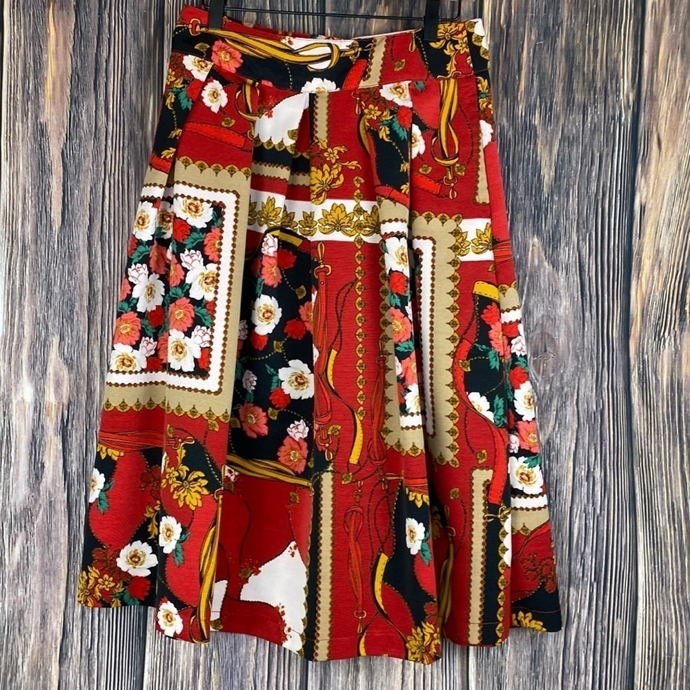 7th Avenue Design Studio NY & Co. Floral Print Pleated Skirt W/ Pockets- Size 6